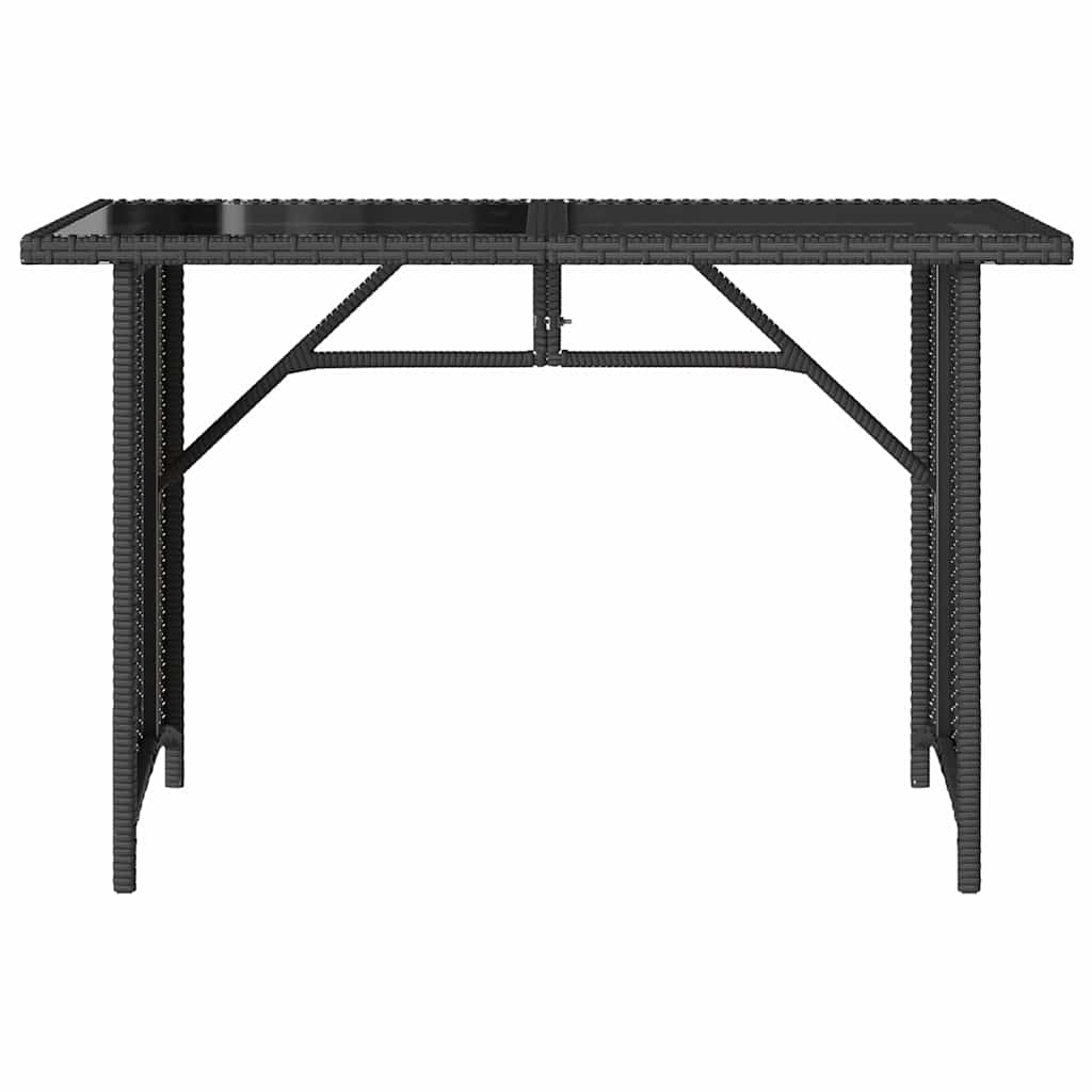 Vrtni stol sa staklenom pločom crni 110x68x70 cm od poliratana