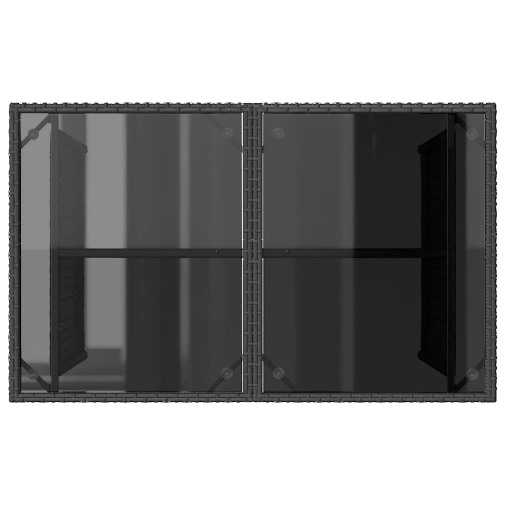 Vrtni stol sa staklenom pločom crni 110x68x70 cm od poliratana