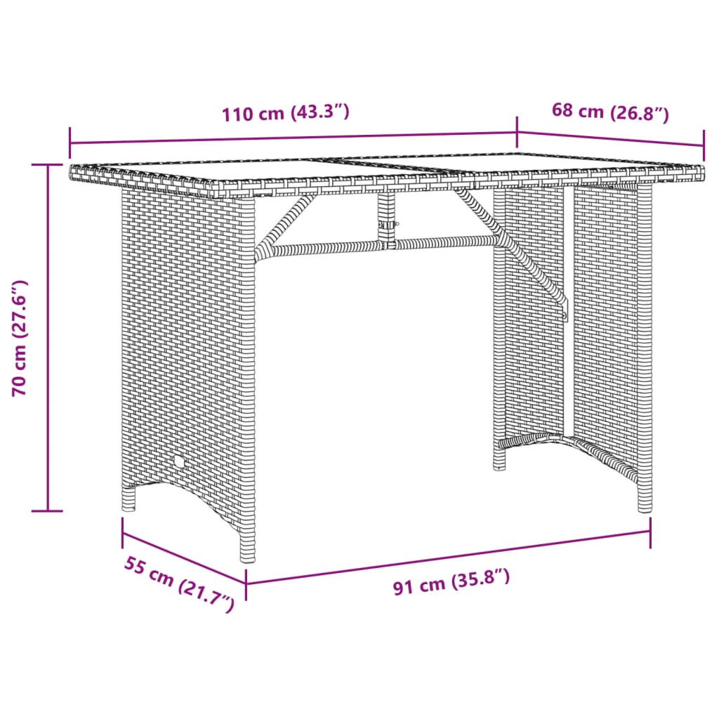 Vrtni stol s drvenom pločom crni 110 x 68 x 70 cm od poliratana