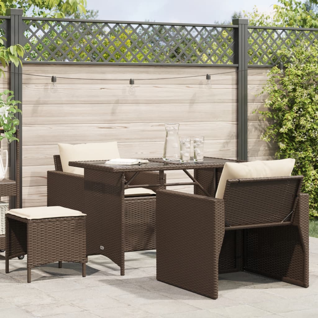 4-dijelni set vrtnih sofa od poliratana s jastucima smeđi