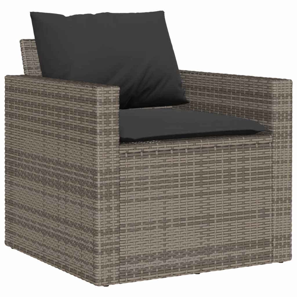 4-dijelni set vrtnih sofa od poliratana s jastucima sivi