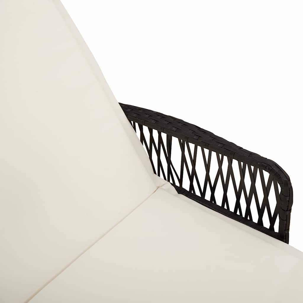 Ležaljka 3 pcs Crna i krem-bijela 55 x 200 x 92 cm poliratan
