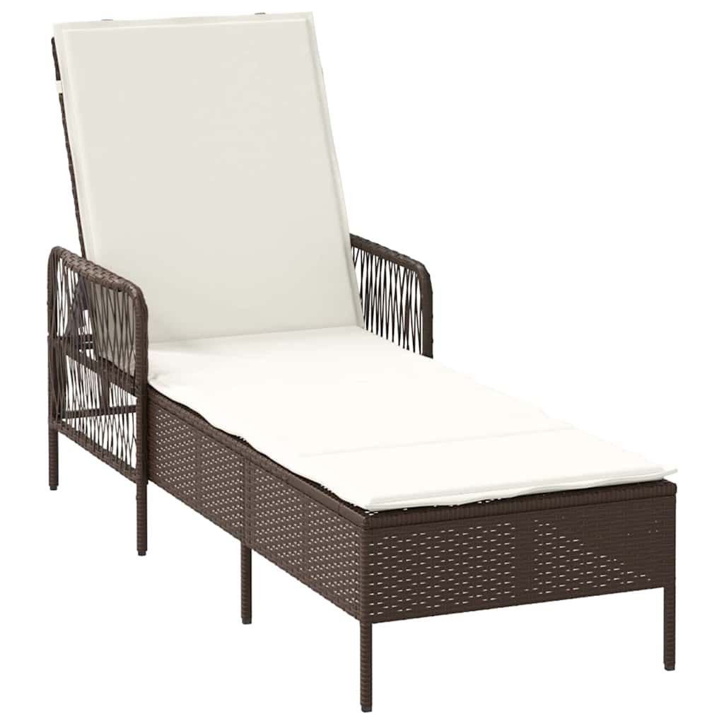 Ležaljka 3 pcs Smeđa i krem bijela 200 x 55 x 92 cm poliratan