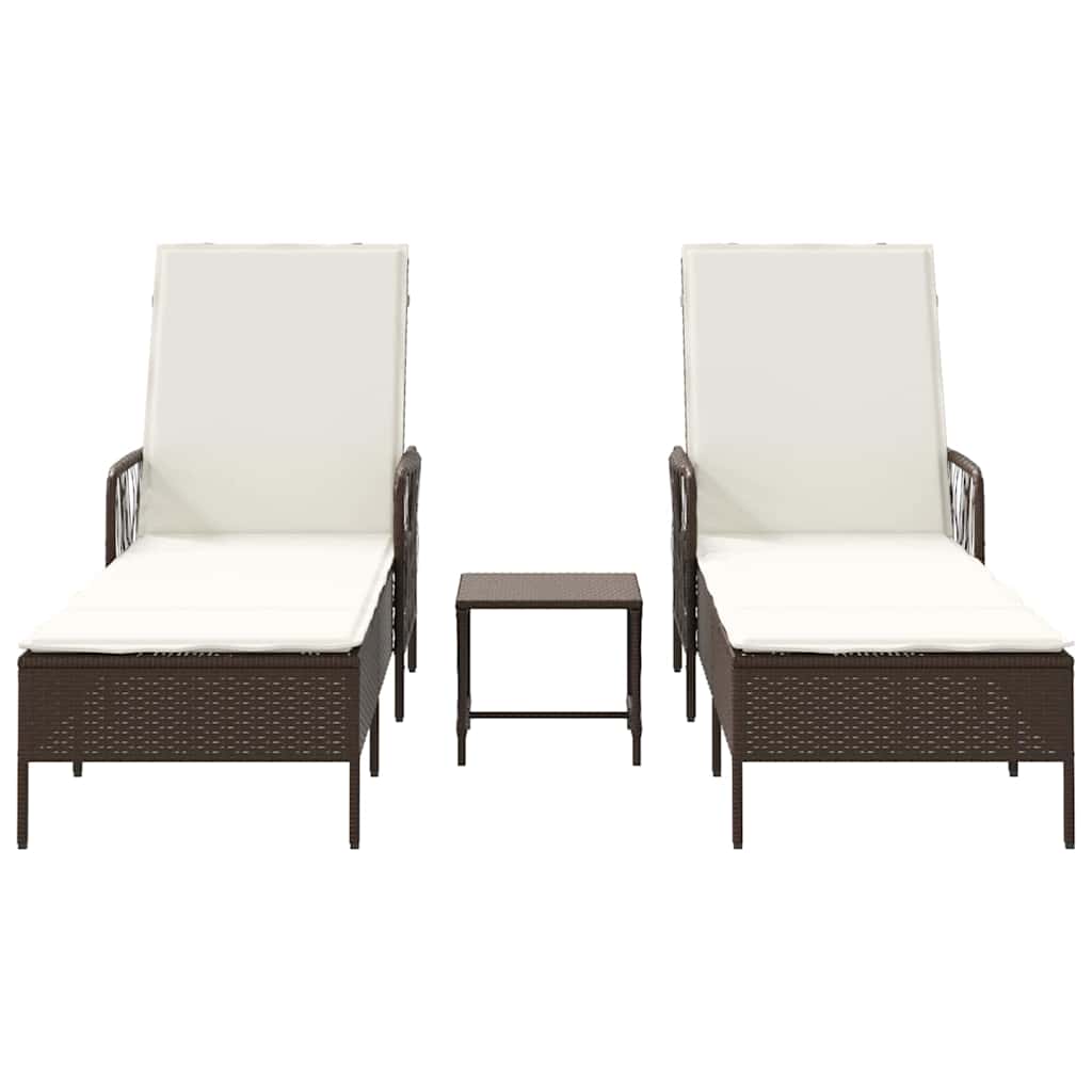 Ležaljka 3 pcs Smeđa i krem bijela 200 x 55 x 92 cm poliratan