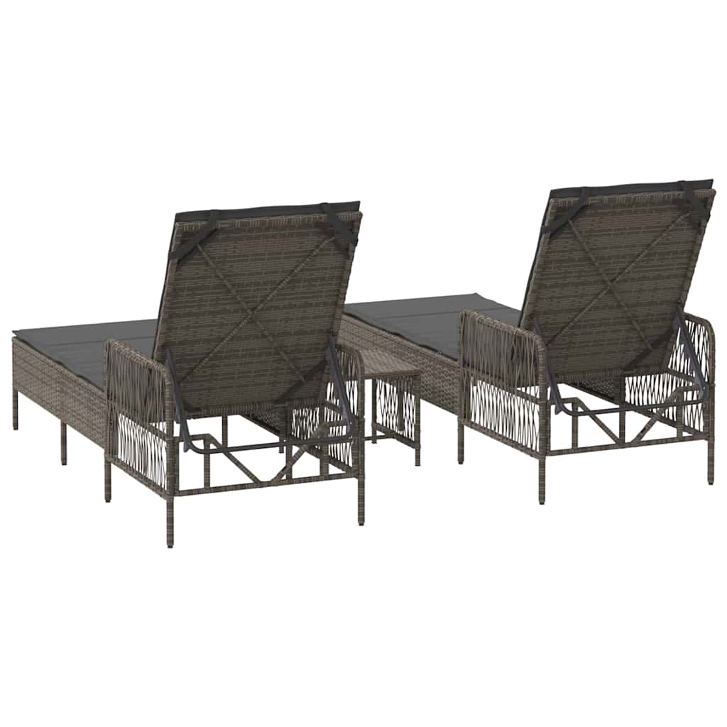 Ležaljka 3 pcs Siva i tamno siva 55 x 200 x 92 cm poliratan