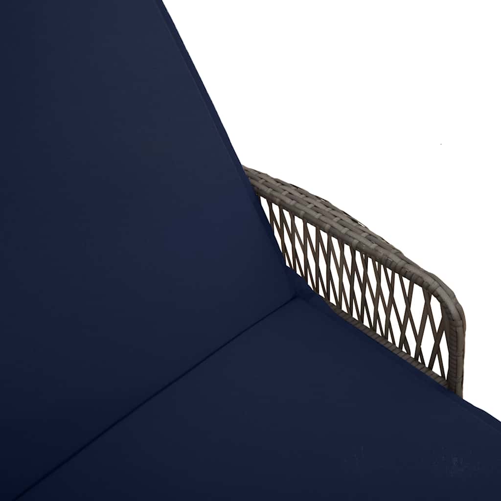Ležaljka 3 pcs Siva i tamnoplava 200 x 55 x 92 cm poliratan