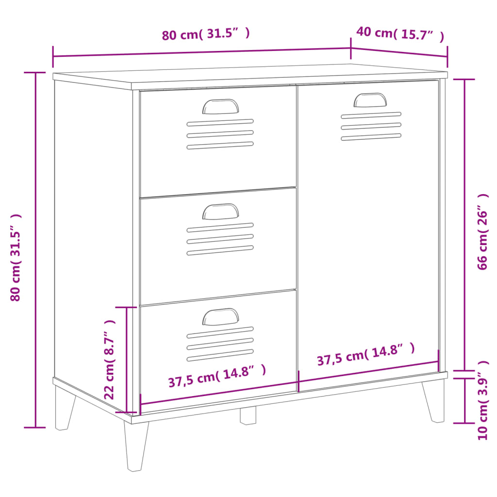 Komoda VIKEN antracit siva 80 x 40 x 80 cm konstruirano drvo