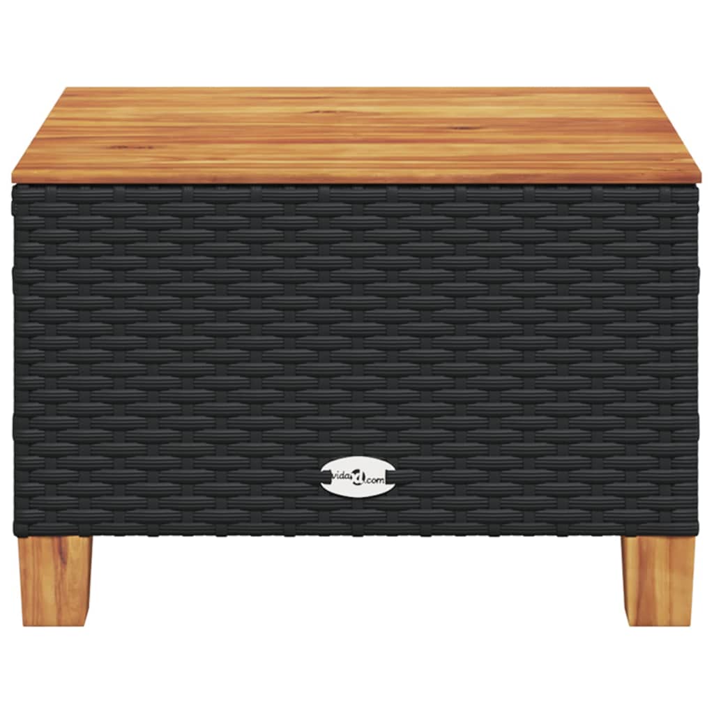 Vrtni stol crni 55 x 55 x 36 cm od poliratana i bagremovog drva