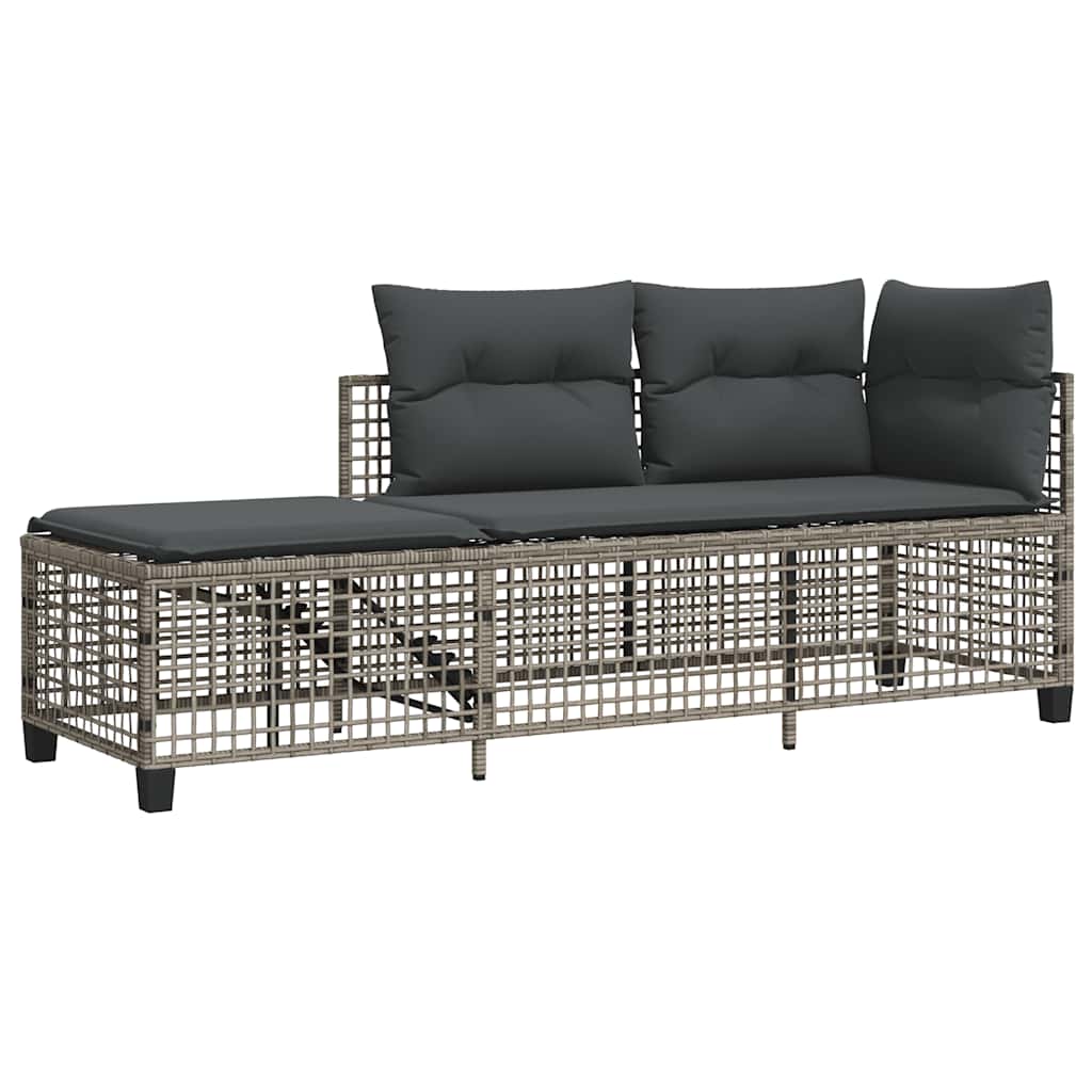 3-dijelni set kutne vrtnih sofa s jastucima sivi od poliratana