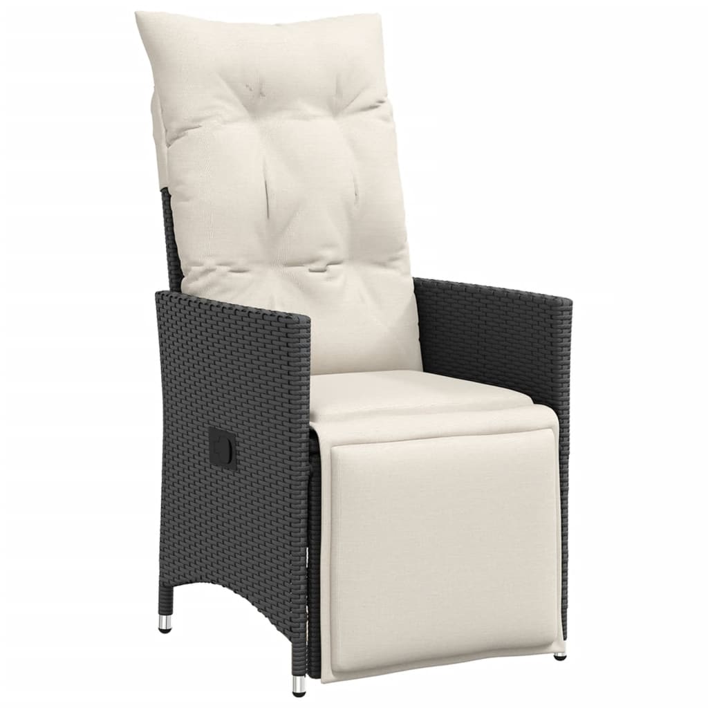 3-dijelni bistro set s jastucima crni od poliratana