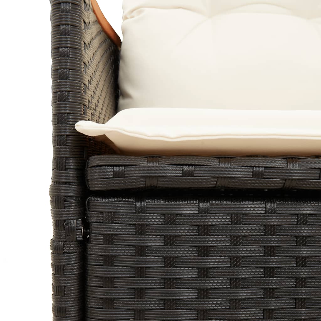 Vrtni naslonjač za 2 osobe sa stolom crni od poliratana