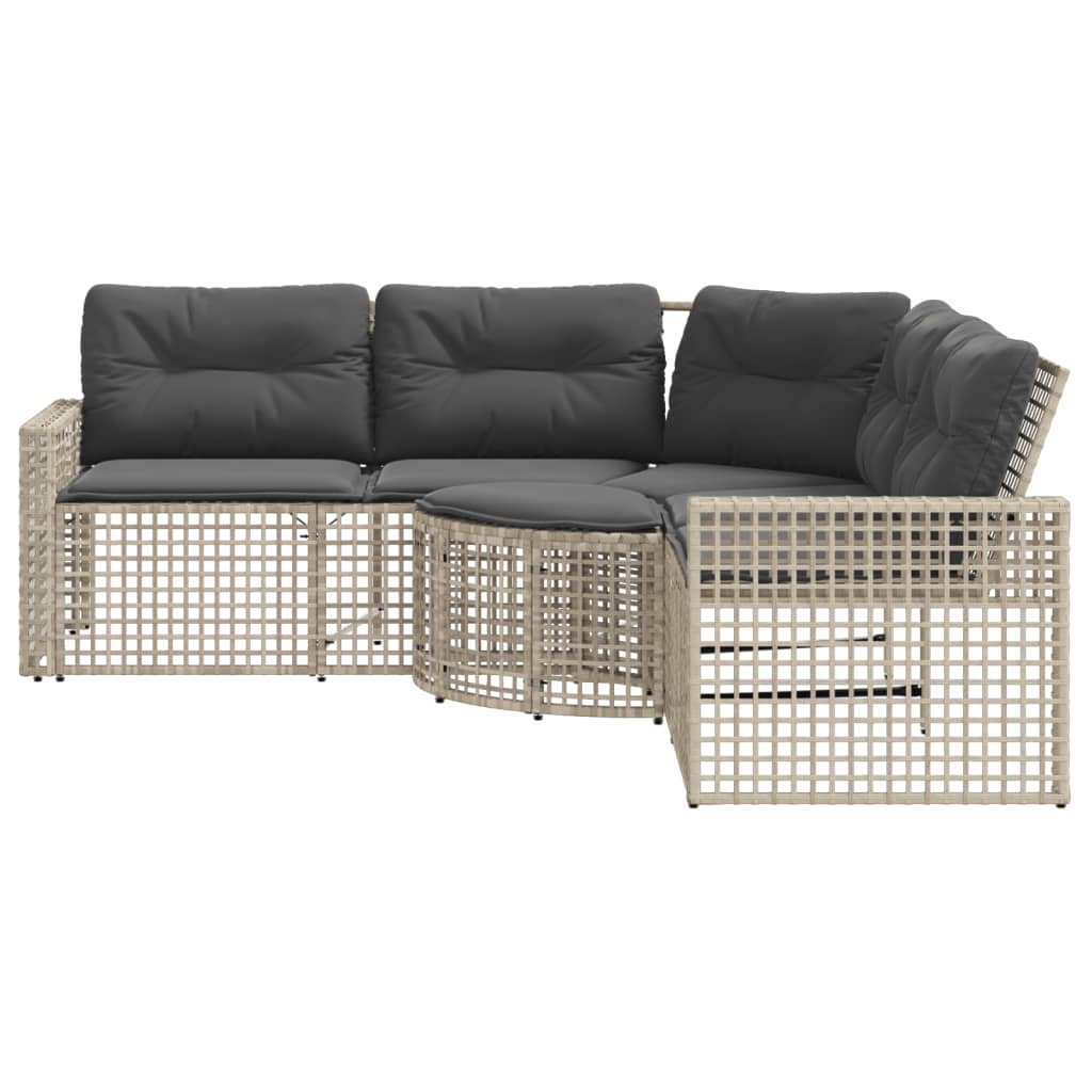 Vrtna sofa L-oblika s jastucima+tabureom svjetlosiva poliratan