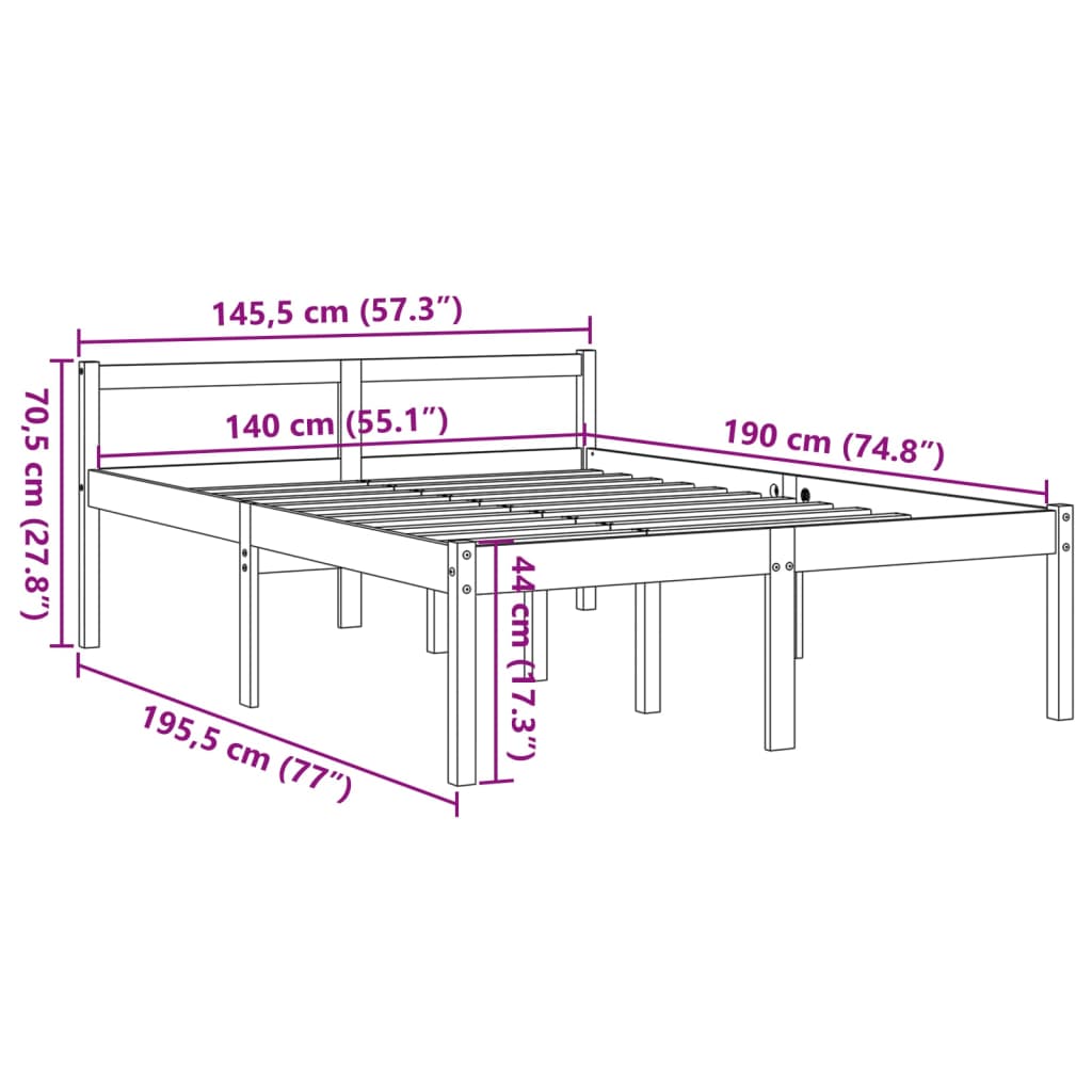 Krevet za starije osobe voštano smeđi 140 x 190 cm od borovine