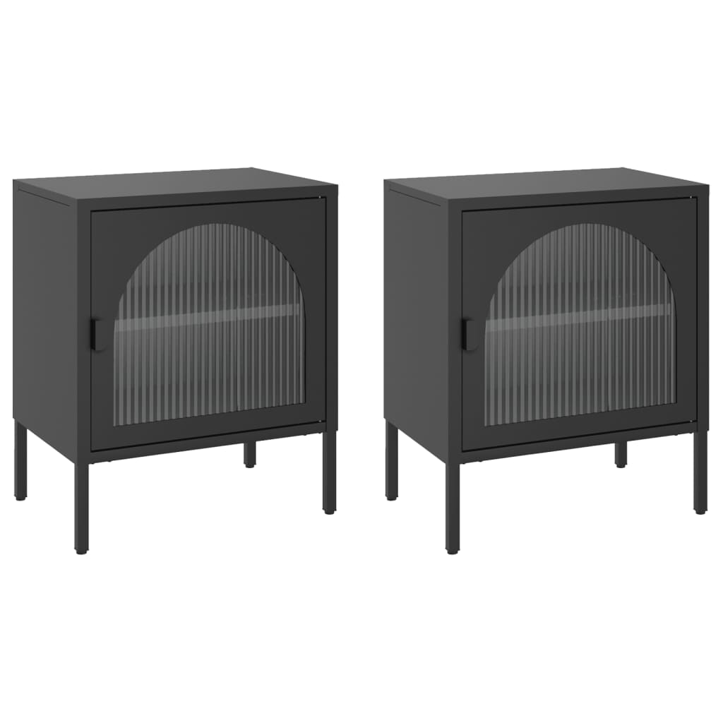 Noćni ormarići 2 kom crni 50 x 35 x 60 cm od stakla i čelika