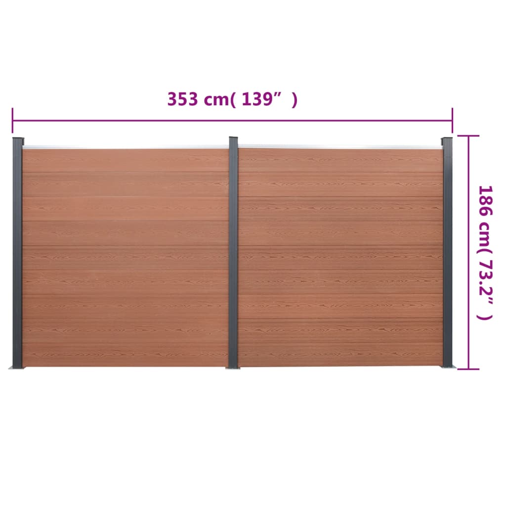 Set panela za ogradu smeđi 353x186 cm WPC