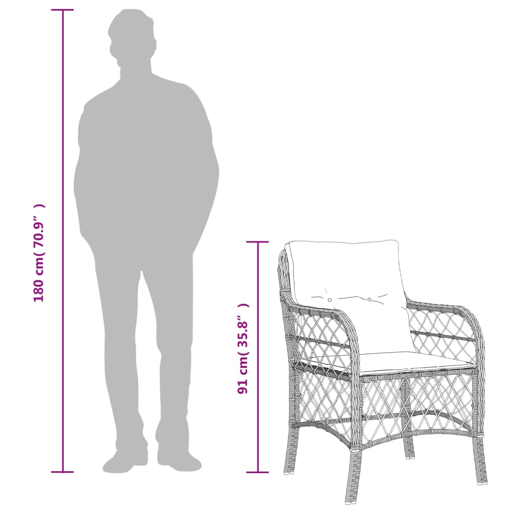 9-dijelni vrtni blagovaonski set sivi od poliratana