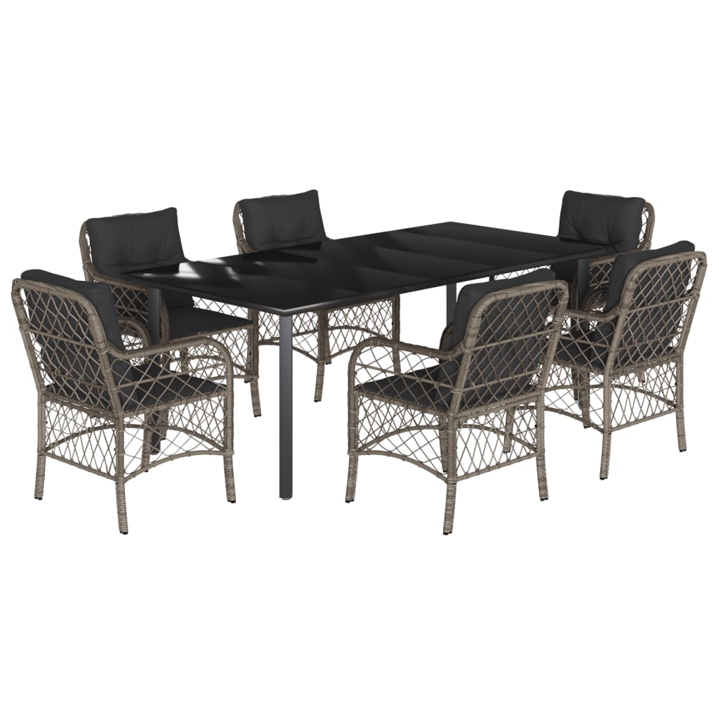 7-dijelni vrtni blagovaonski set sivi od poliratana