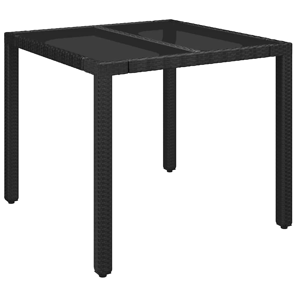 3-dijelni bistro set s jastucima crni od poliratana