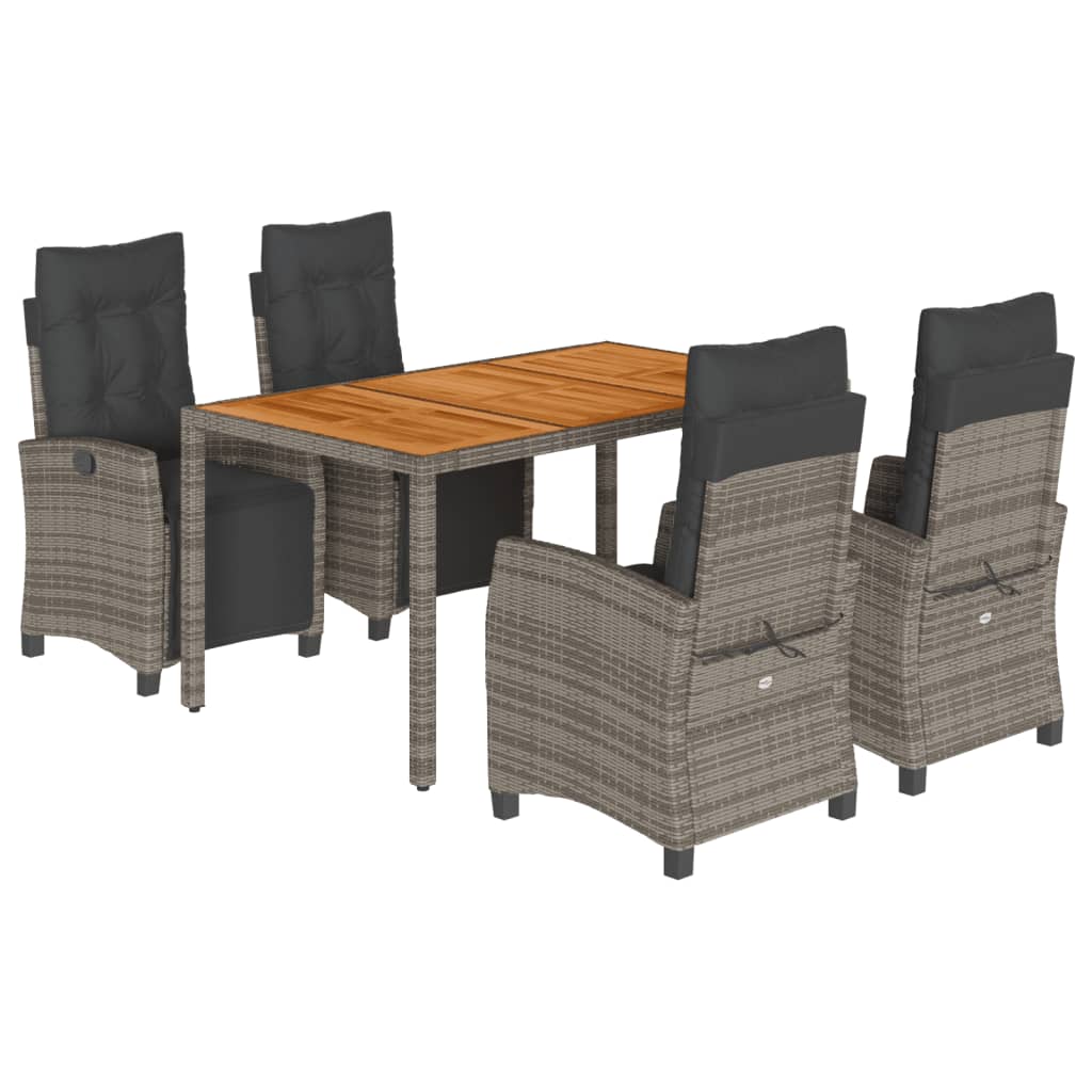5-dijelni vrtni blagovaonski set sivi od poliratana