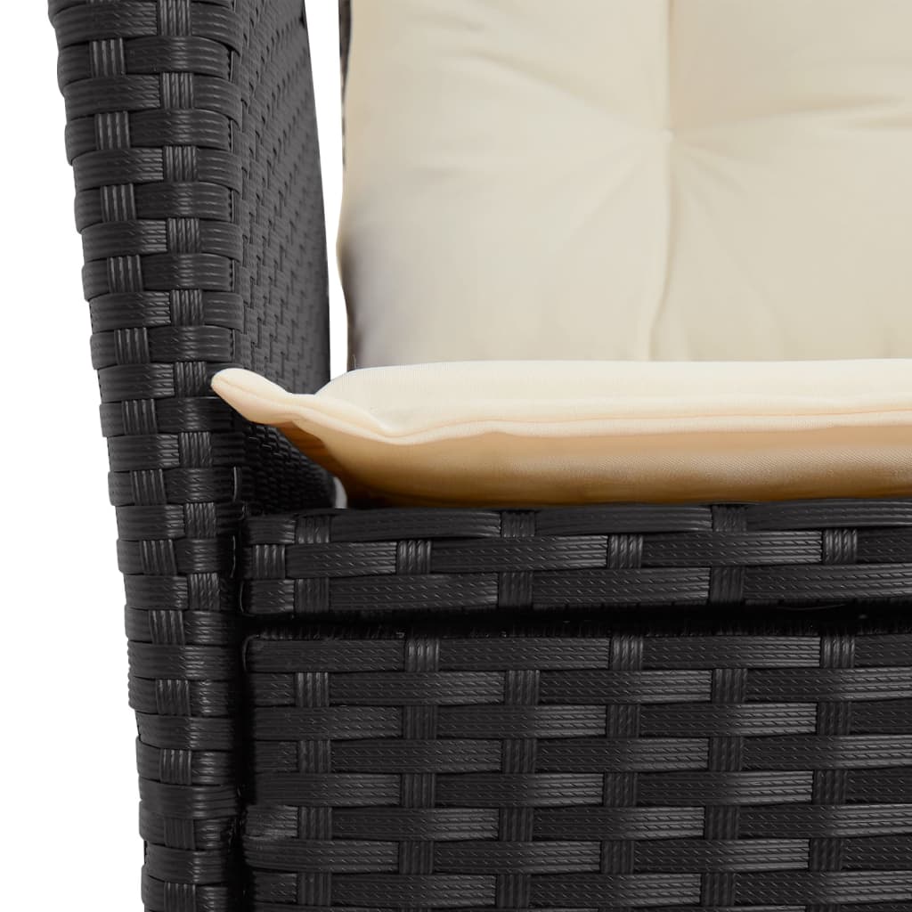 3-dijelni vrtni blagovaonski set s jastucima od poliratana crni