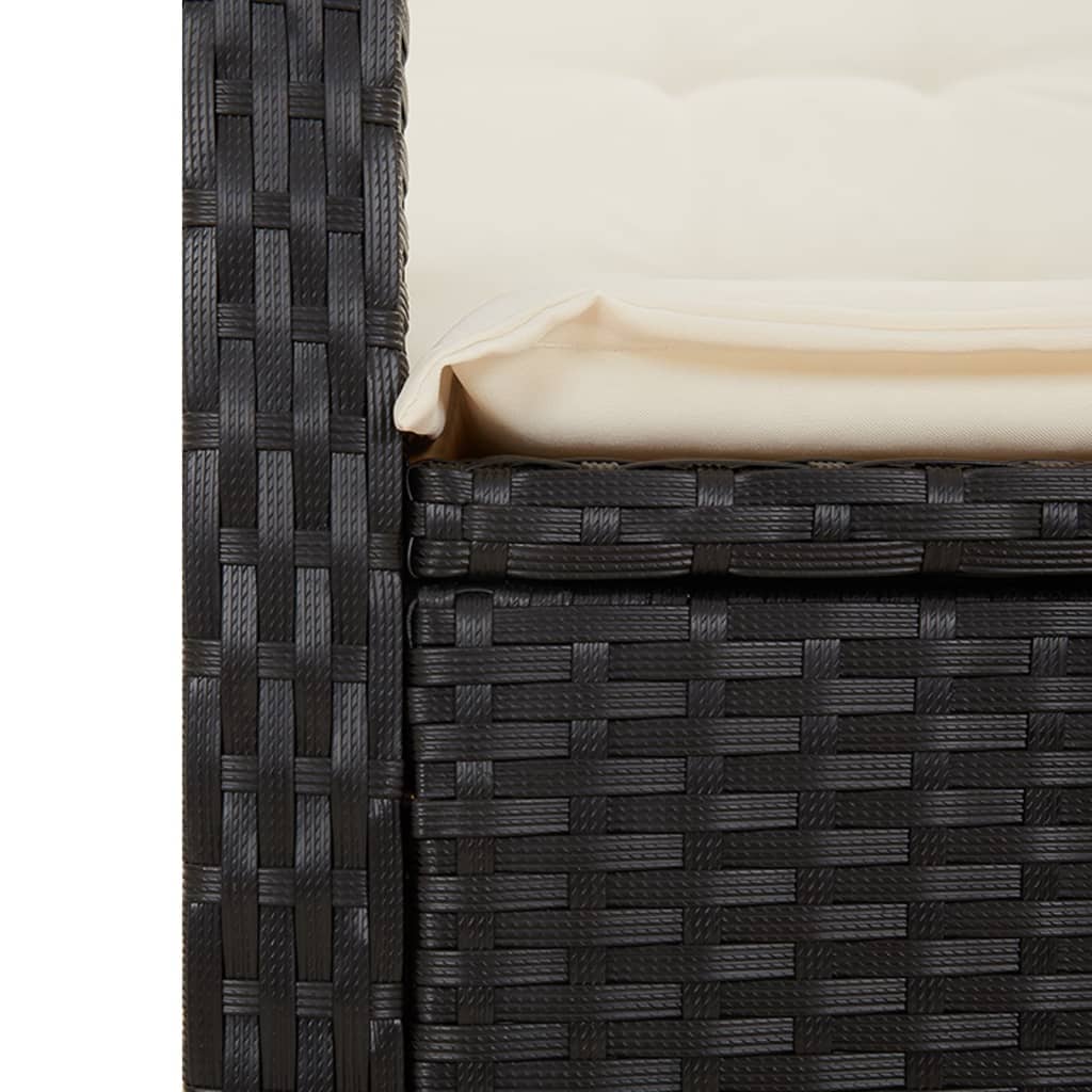 3-dijelni vrtni blagovaonski set s jastucima od poliratana crni