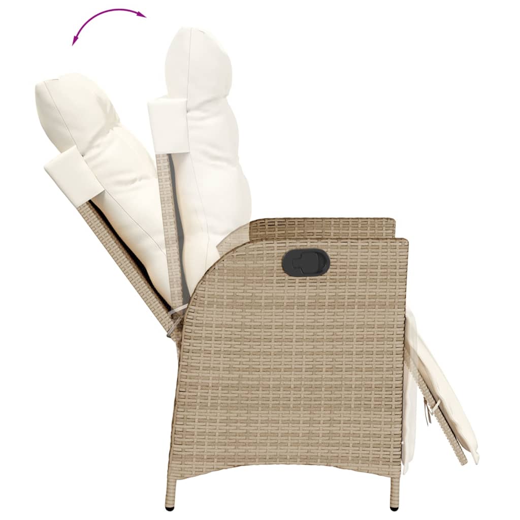 7-dijelni vrtni blagovaonski set od poliratana s jastucima bež