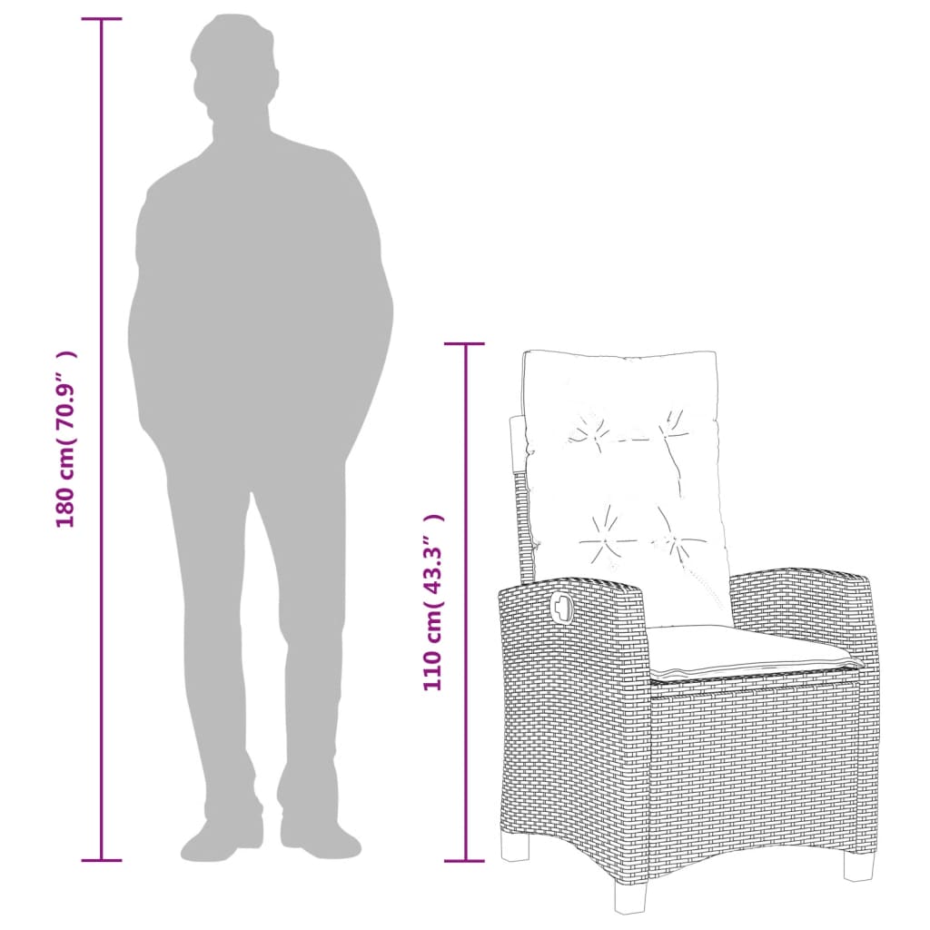 5-dijelni vrtni blagovaonski set od poliratana s jastucima bež