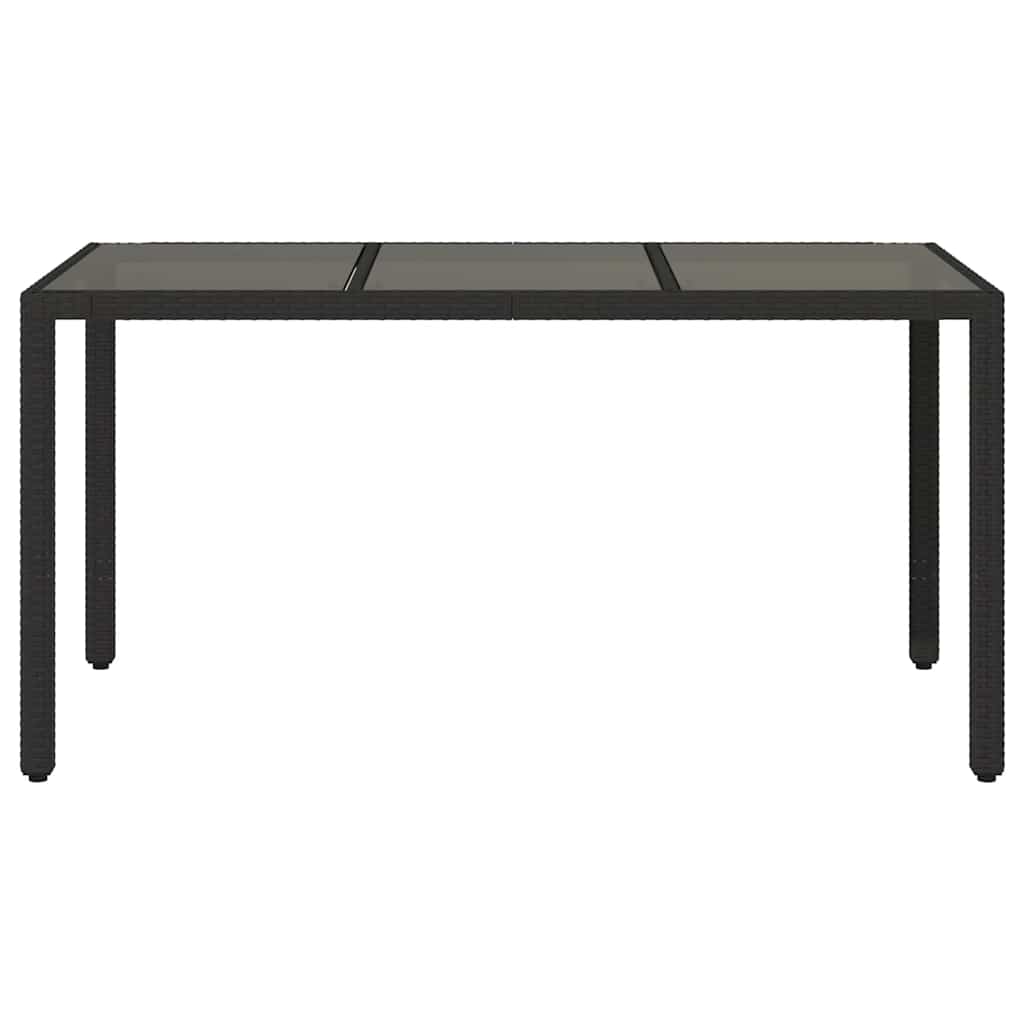Vrtni stol sa staklenom pločom crni 150x90x75 cm od poliratana