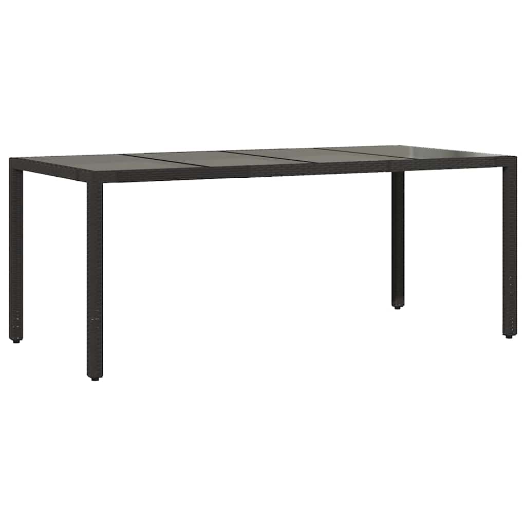 Vrtni stol sa staklenom pločom crni 190x90x75 cm od poliratana