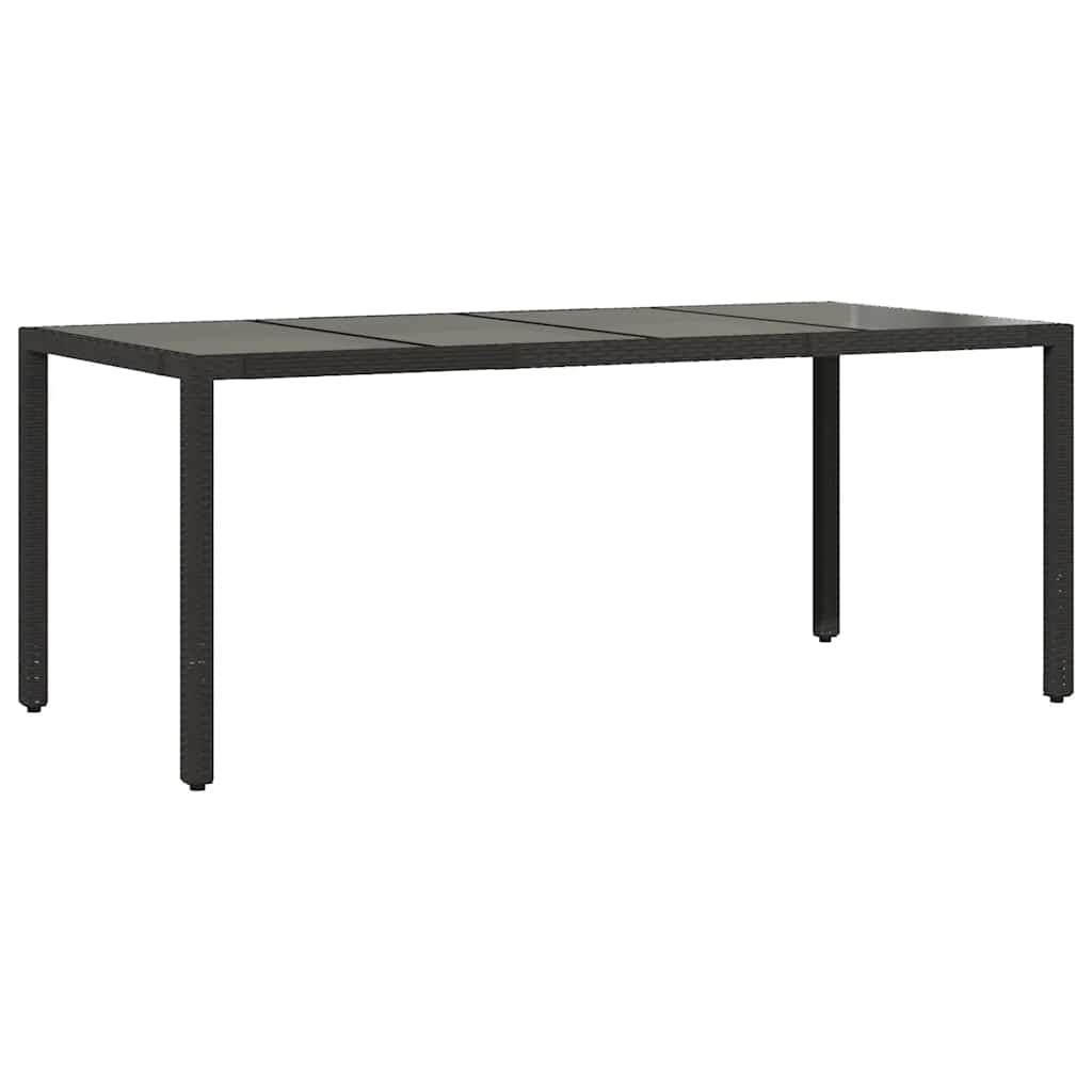 Vrtni stol sa staklenom pločom crni 190x90x75 cm od poliratana