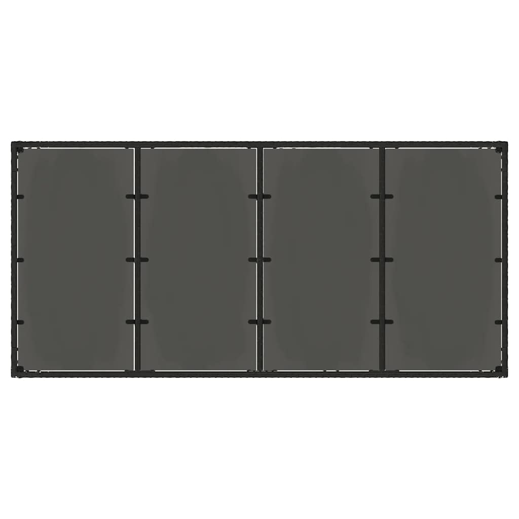 Vrtni stol sa staklenom pločom crni 190x90x75 cm od poliratana