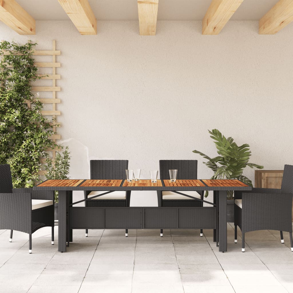 Vrtni stol s pločom od drva bagrema crni 240x90x75cm poliratana