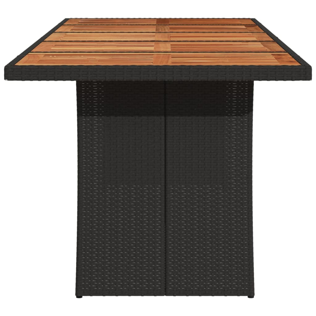 Vrtni stol s pločom od drva bagrema crni 240x90x75cm poliratana