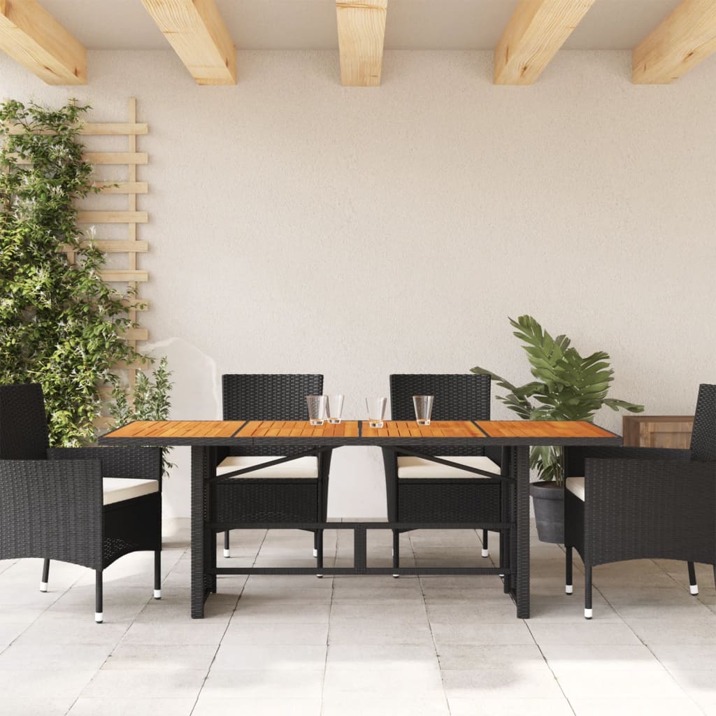 Vrtni stol s pločom od drva bagrema crni 190x80x75 cm poliratan
