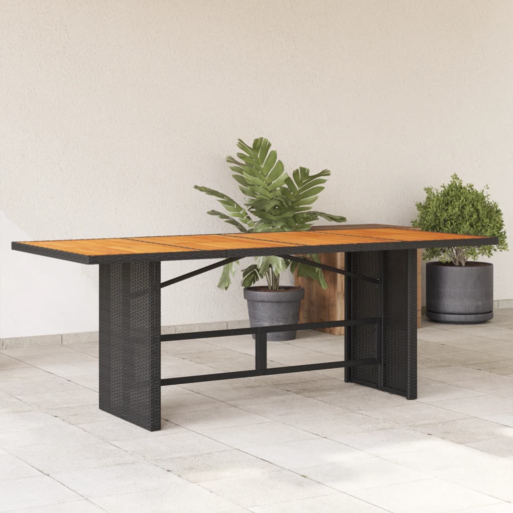 Vrtni stol s pločom od drva bagrema crni 190x80x75 cm poliratan