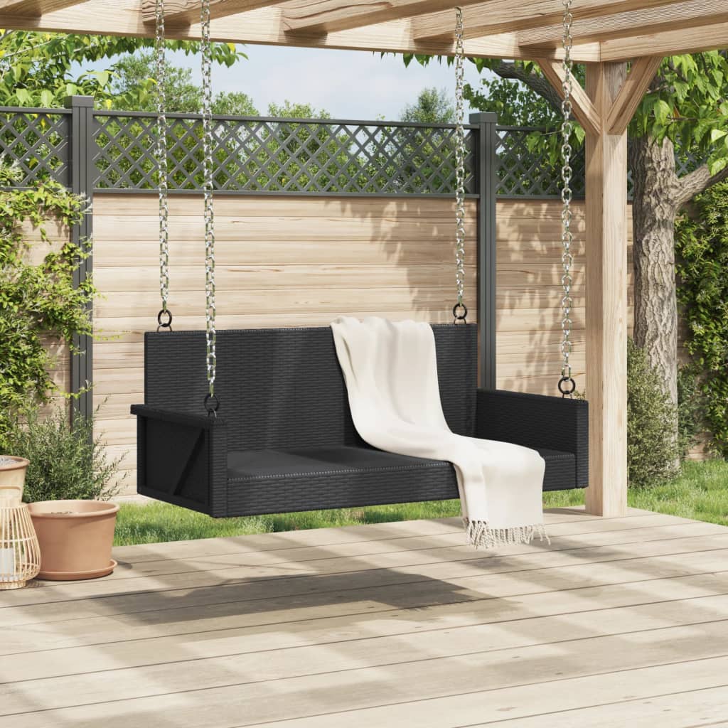 Klupa za ljuljanje crna 119 x 56 x 48 cm od poliratana