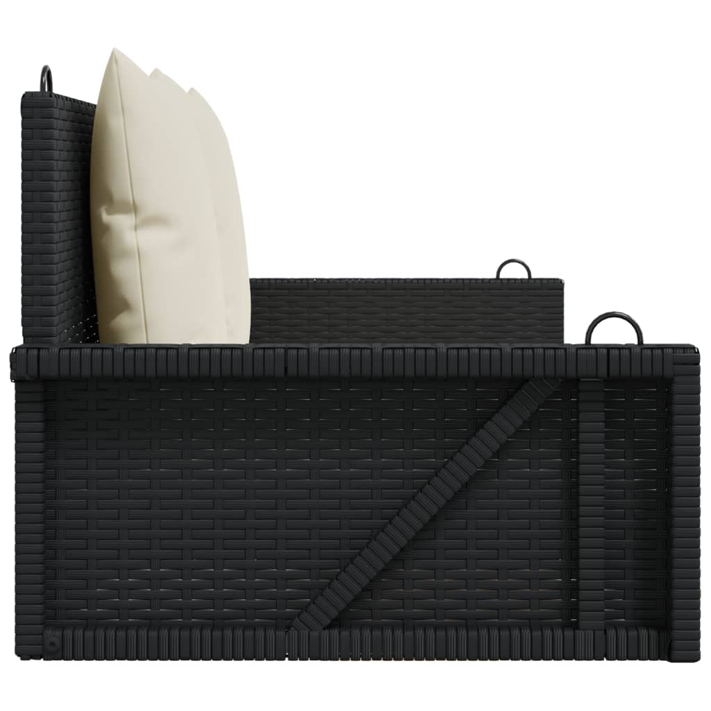 Klupa za ljuljanje s jastucima crna 119x56x48 cm poli ratan