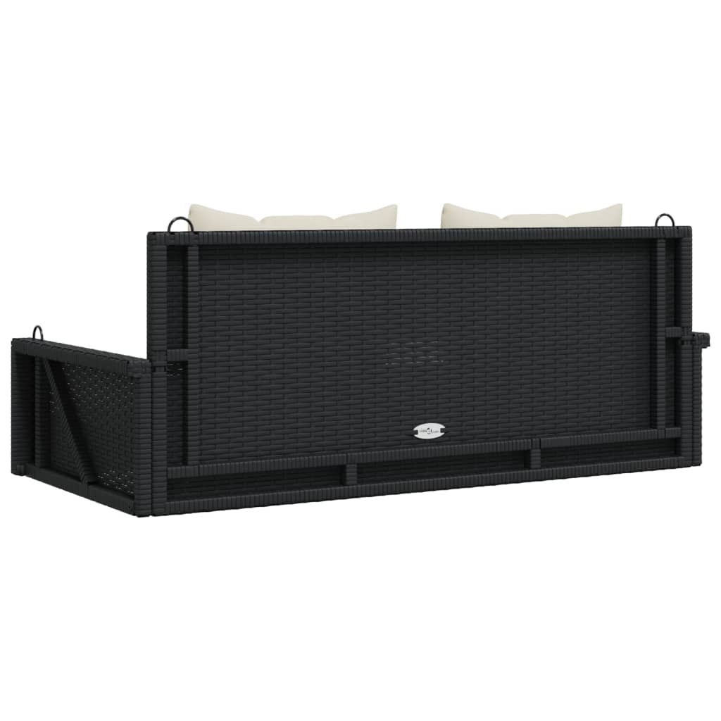 Klupa za ljuljanje s jastucima crna 119x56x48 cm poli ratan