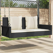 Klupa za ljuljanje s jastucima crna 119x56x48 cm poli ratan