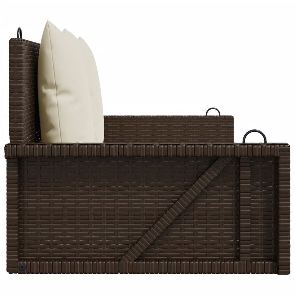 Klupa za ljuljanje s jastucima smeđa 119x56x48 cm od poliratana