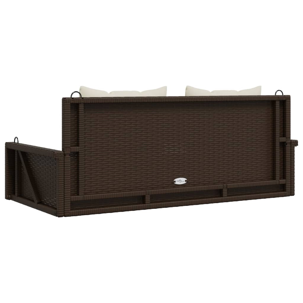 Klupa za ljuljanje s jastucima smeđa 119x56x48 cm od poliratana