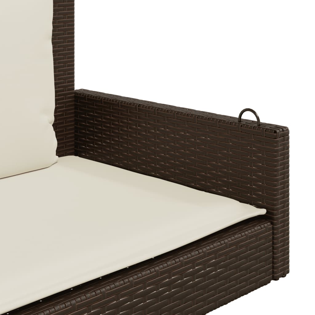 Klupa za ljuljanje s jastucima smeđa 119x56x48 cm od poliratana