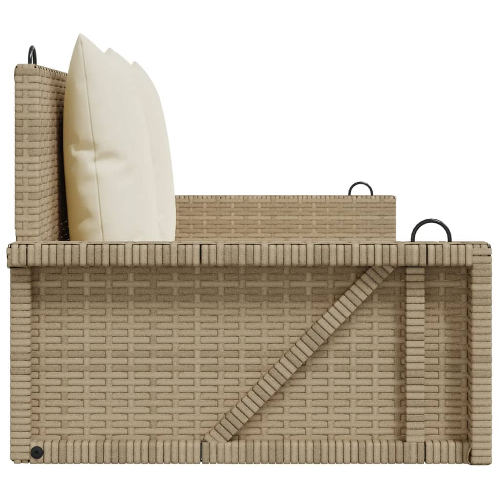 Klupa za ljuljanje s jastucima bež 119x56x48 cm od poliratana
