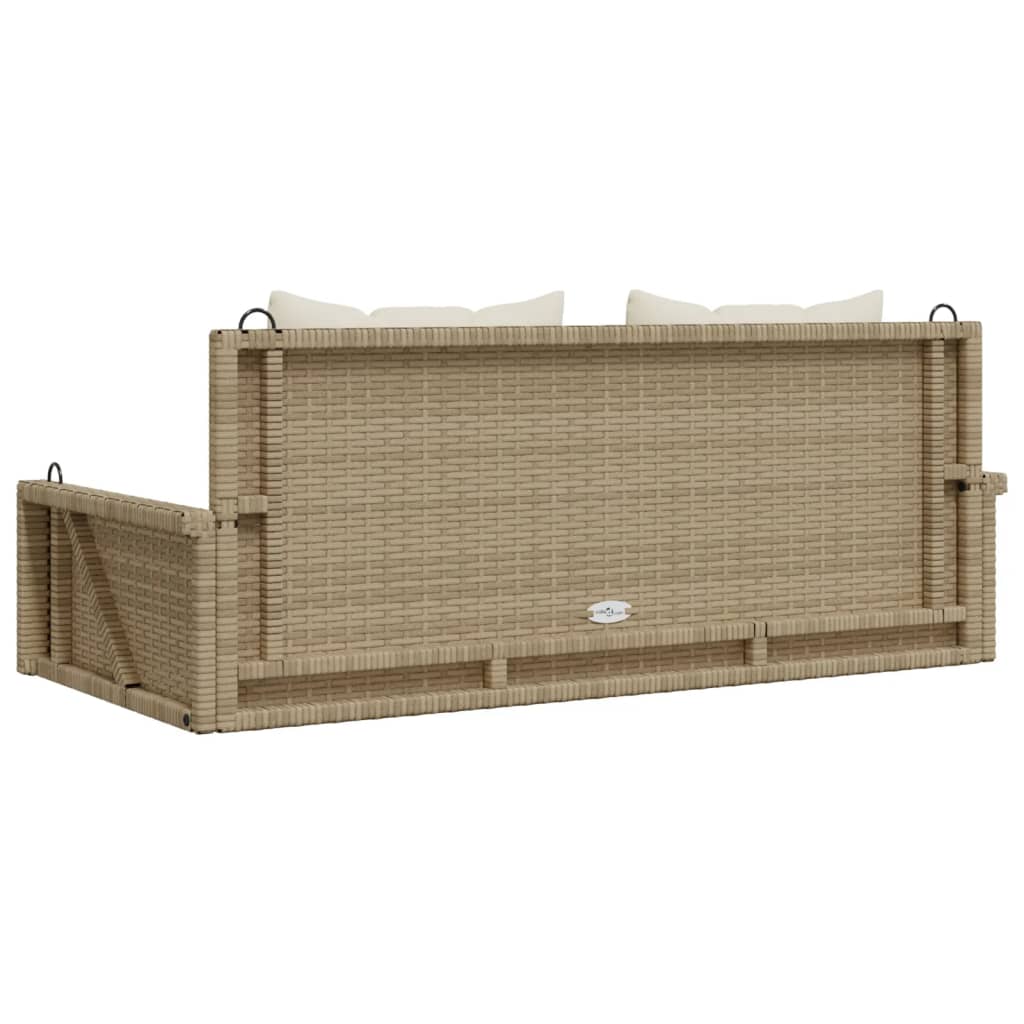 Klupa za ljuljanje s jastucima bež 119x56x48 cm od poliratana