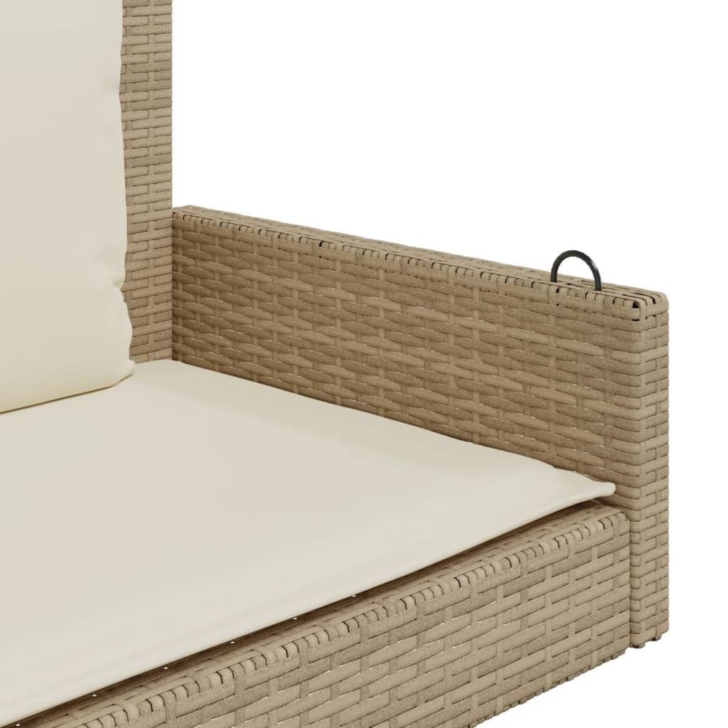 Klupa za ljuljanje s jastucima bež 119x56x48 cm od poliratana