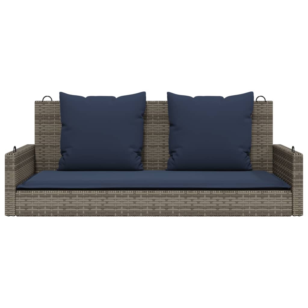 Klupa za ljuljanje s jastucima siva 119x56x48 cm poli ratan