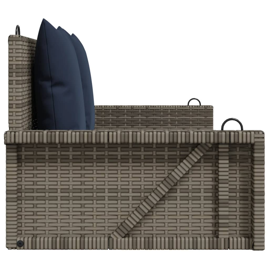 Klupa za ljuljanje s jastucima siva 119x56x48 cm poli ratan