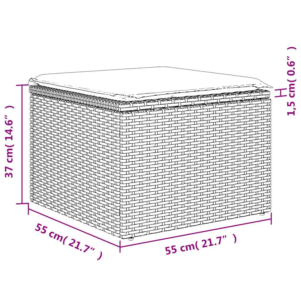 Vrtna stolica s jastukom crna 55x55x37 cm poli ratan