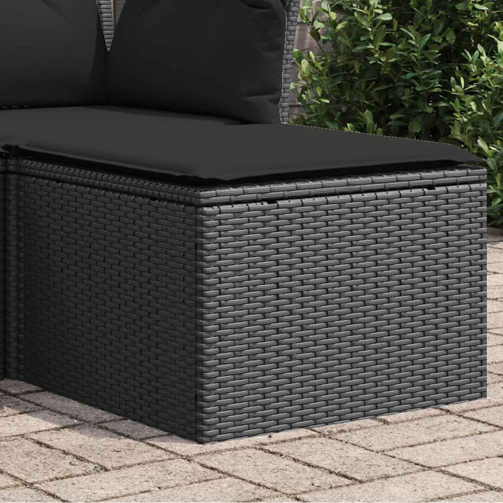 Vrtna stolica s jastukom crna 55x55x37 cm poli ratan