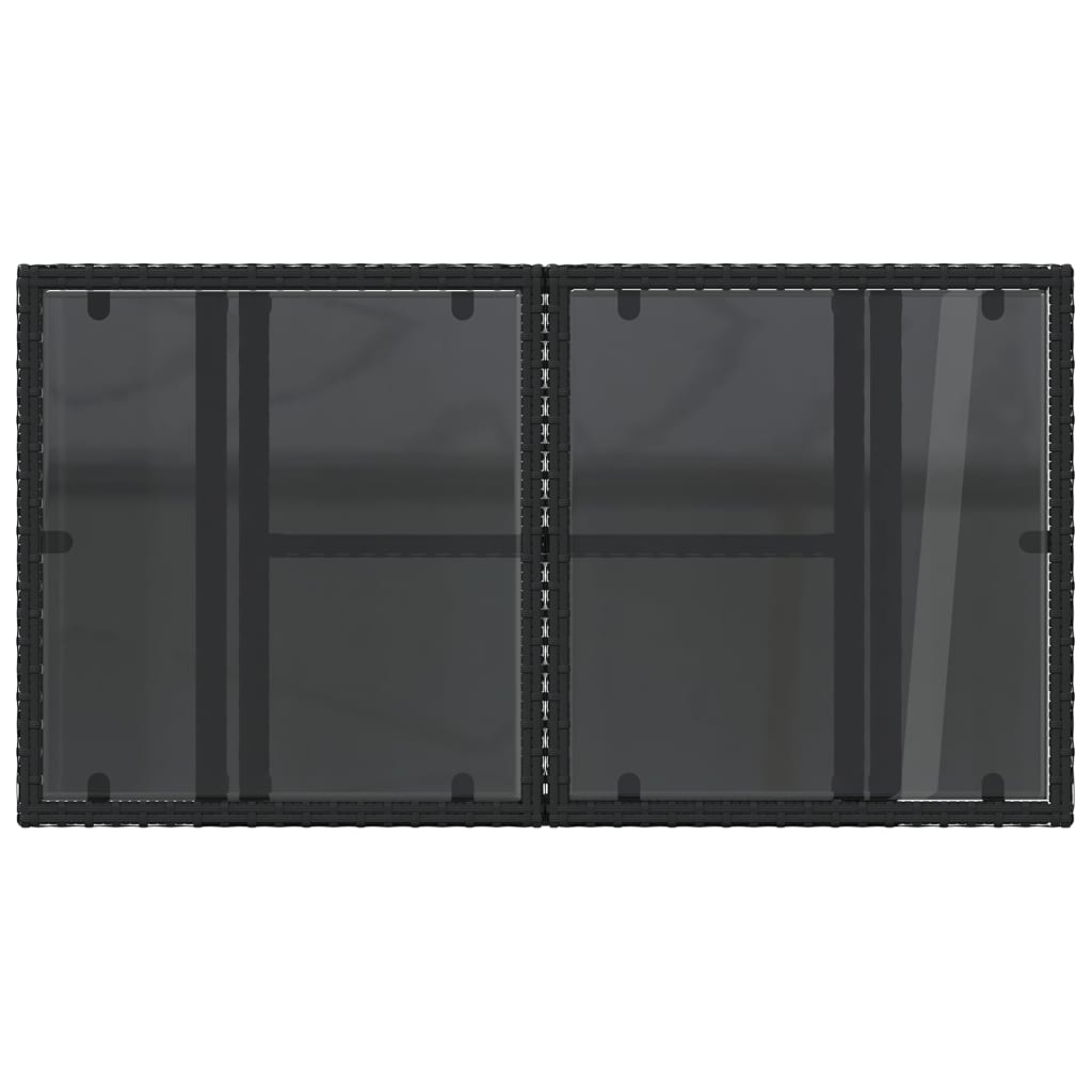 Vrtni stol sa staklenom pločom crni 100x55x73 cm od poliratana